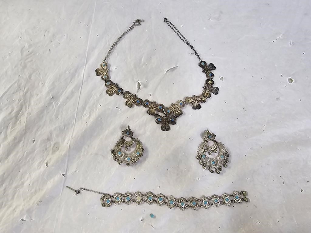 Sterling Silver? Necklace, Bracelet & Earrings Set