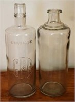 2 Antique bottles, 10" & 10.5"