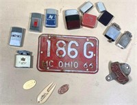 old lighters & license plates