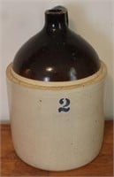 2 Gallon brown & white vintage jug, 14"