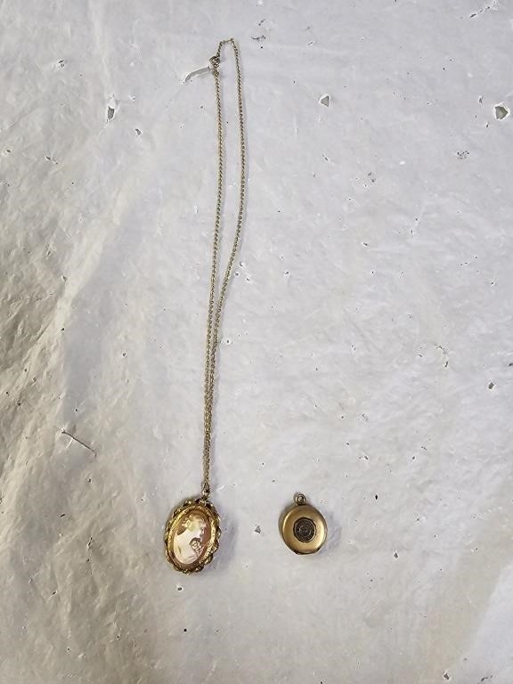 Gold Filled Necklace, Cameo and Locket