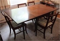 Mahogany drop side table & 5 chairs