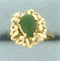Jade Freeform Ring in 14k Yellow Gold