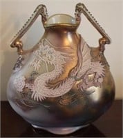 Nippon Moriage Dragon vase, 7"