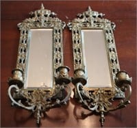 Pair brasss mirrored wall sconces