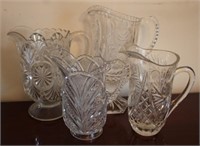 Group pressed glass pitchers