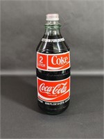 2 Liter Full Unopened Glass Bottle of Coca-Cola