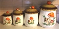 Vintage Merry Mushrooms canister set