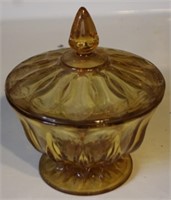 Vintage Viking amber covered candy dish