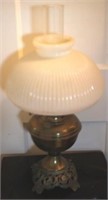 Vintage lamp with milk glass shade, 21"