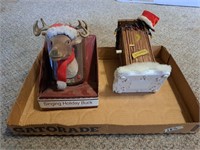 singing christmas deer head, musical outhouse