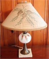 Vintage painted 22" lamp with shade