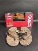 New Totes Microsuede Slippers, George Flip Flops