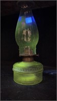11" Uranium Glass Oil Lamp & Shade