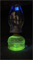 12.5" Uranium Glass Oil Lamp Base & Shade