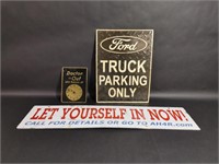 Brass Metal Doctor Sign, Ford Truck Parking Sign