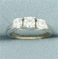 3-Stone Diamond Wedding Ring in 14k White Gold