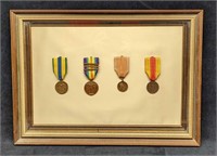 Framed 4 Civil War WW1 WWII Military Medals