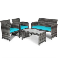 Costway 4PCS Patio Rattan Furniture Set Conversati