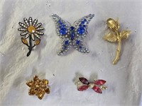 5 Vintage Brooches