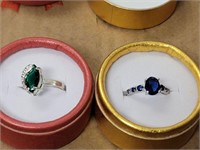 925 GREEN AND BLUE STONE RINGS