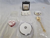 Ring Boxes and Dishes, Compact Mirror, Clock