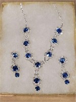 BLUE STONE NECKLACE AND EARRINGS