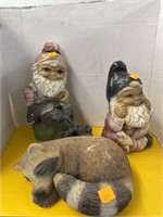 Decorative Gnomes and Raccoon