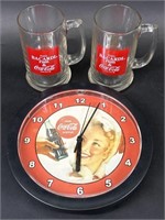 Coca-Cola Clock & Vintage Mugs