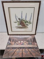RAY HARM SIGNED PHEASANT PRINT24X24, LAST SUPPER