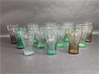 Vintage Green and Brown Glass Coca Cola Cups