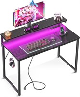 40 Inch Gaming Desk with LED  Adjustable Shelf