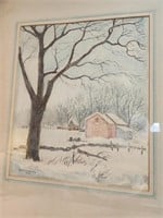 Edward C Klotz, 1946 winter scene art piece