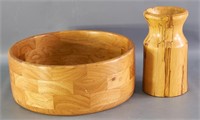 Hand-Turned Wood Salad Bowl and Vase