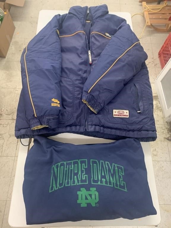 Notre Dame Sweatshirt Size L and Reversible Coat