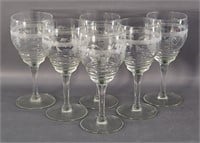 (6) Art Deco Style Wine Glasses