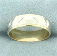 Mens Two Tone Star Design Band Ring in 14k Yellow