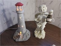 Lighthouse ceramic light, cherub light