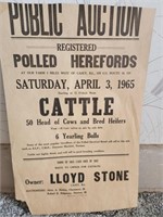 Cattle Auction Poster - Stone 1965