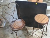 Wire Stool & Chair, Card Table