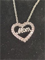 925 STERLING NECKLACE AND MOM PENDANT