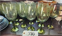 (12) New Green Wine Glasses