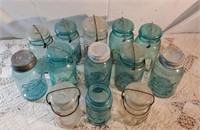 Green Glass canning jars