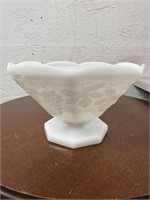 Vintage Milk Glass Pedestal Fruit Bowl