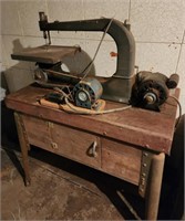Mid-century scroll saw with cabinet