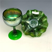 Fenton Green Assorted Vintage Bowl & Goblet