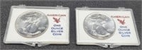 (2) 1990 Silver Eagles w/ Display Cases BU