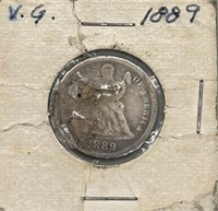 1889 Silver Seated Liberty Dime