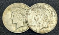 (2) 1922 Peace Silver Half Dollars