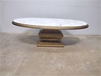 Italian Marble Top Coffee Table w/ Gold Toned Base